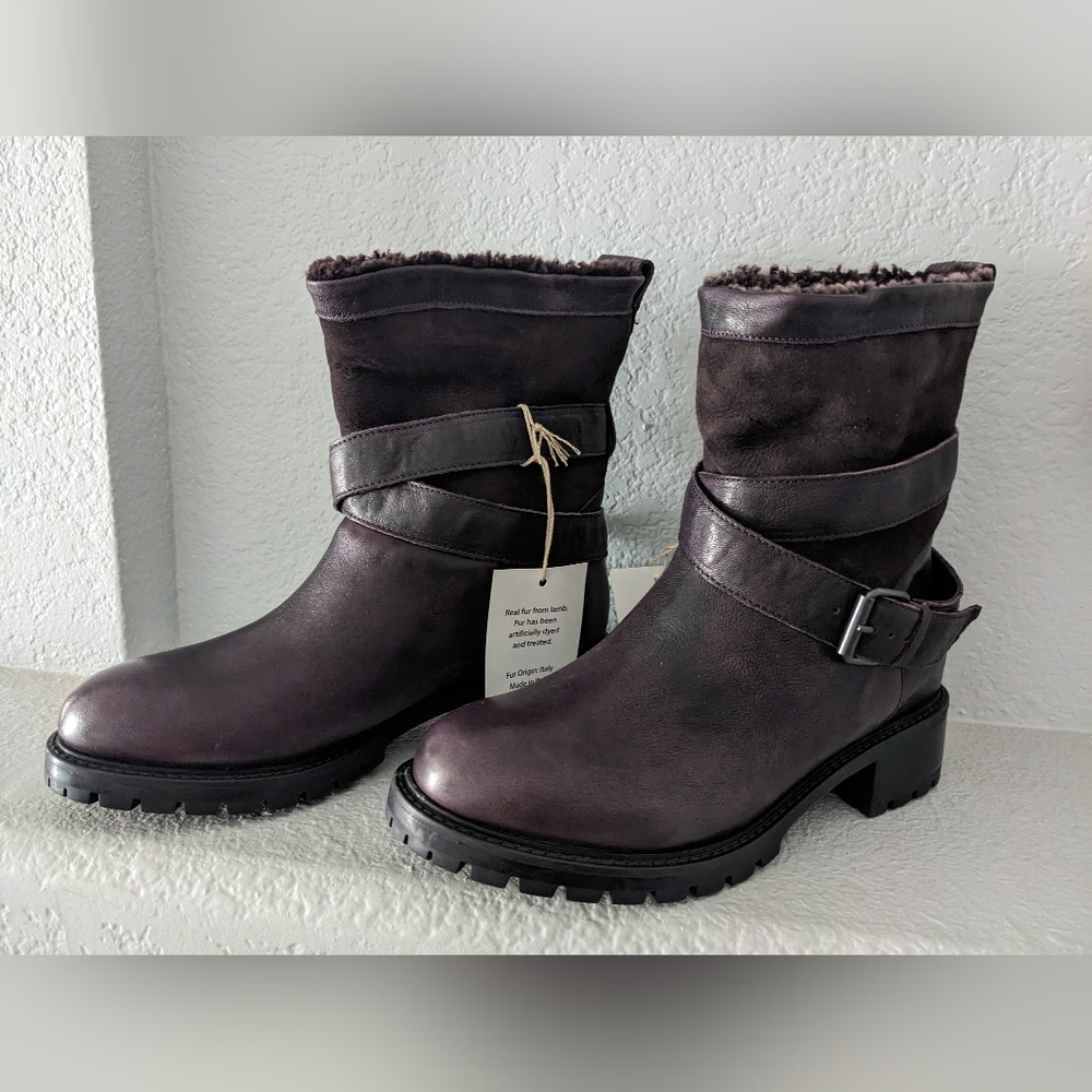 Ross & Snow Emilina SP Shearling Boots Frosted Winter Plum Size 8 NWOT